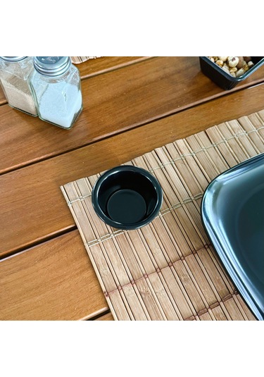 Alezy 527 Göreme Melamin Termostar Yuvarlak Sosluk 7 Cm Siyah