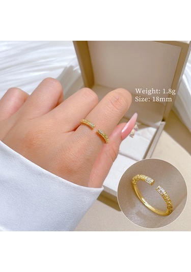 Geometrik Elmas Taşlı Yuvarlak İnci Yüzük No.90 Çok Renkli