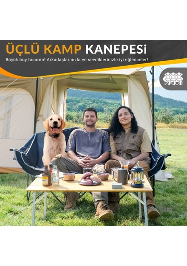 Kingcamp Canna Ultra Konforlu Üç Kişilik Katlanır Kamp Sandalyesi B.grey Gri - Siyah