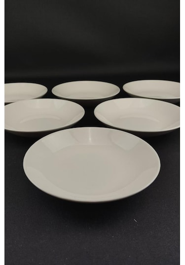 Digithome 6 Lı Deniz Form Çukur Tabak Yemek Tabağı Seti 19 Cm Krem Tl4037010 C320.003