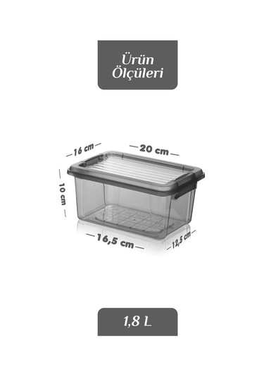 4'lü Set 1800 Ml Kilit Kapaklı Erzak Saklama Kabı Difriz Buzdolabı Düzenleyici Saklama Kutusu Siyah Siyah