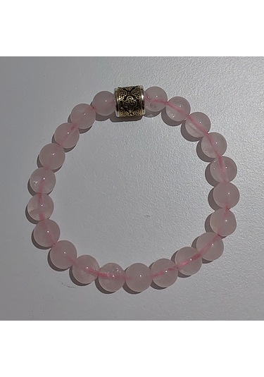 Orijinal Pembe Kuvars Bileklik - El Yapımı Zamak Ve Pirinç Detaylı Pembe