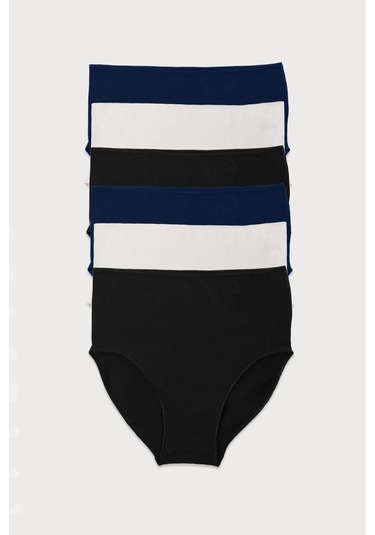 Malabadi Kadın Lacivert Ekru Siyah 6 Lı Paket Modal Yüksek Bel Slip Külot 1955 Lacivert Ekru Siyah