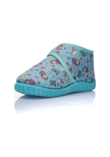 Günlük Unisex Çocuk Panduf Ev Ayakkabısı Esnek Kaymaz Taban Cırtlı Kreş Anaokulu Ayakkabı 263 Su Yeşil