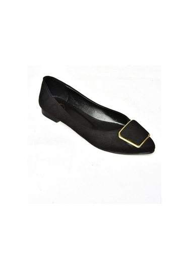 Fox Shoes P726776302 Siyah Süet Kadın Babet Siyah