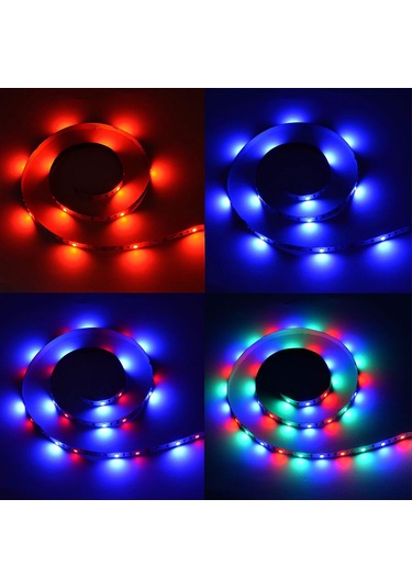 Kosona Rgb Led Şerit 30 Ledli Usb Beslemeli Dc5v 6w Kumandalı Ip65 Su Geçirmez 16 Renk 4 Işık Efekti Fade/flash Smd3528 0.5m Uzunluk