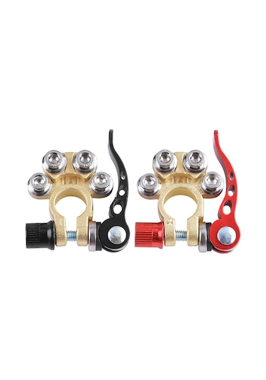 Aubyhe Tam Bakır Araç Aküsü Terminali Seti - 4 Yönlü Hızlı Bağlantı, Kaldırma Aracı Ve Temizleme Fırçası İçeren Çok Amaçlı Takım