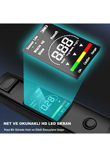 Hymark Taşınabilir Alkol Ölçüm Test Cihazı Trafik Alkol Tester Yüksek Hassasiyet Hızlı Tepki Şarjlı Dahili Pil Diğer