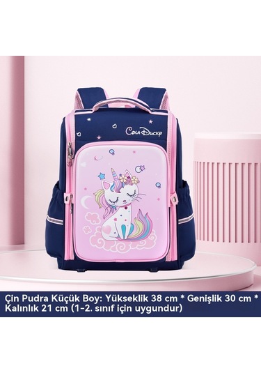 İlkokul 1-3. Sınıf Öğrencilerinin Sırt Çantaları Kraliyet Mavisi-pembe