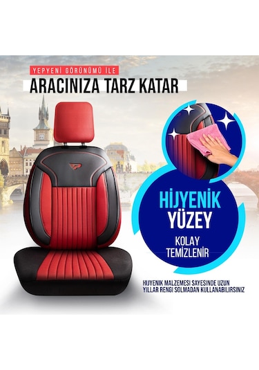 Panda Prag Serisi Pike Kumaş Oto Koltuk Kılıfı   - Tam Set