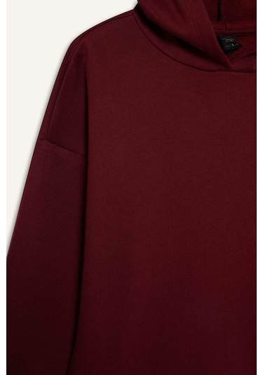 Defacto Relax Fit Kapüşonlu Basic Düz Kalın Sweatshirt D9935ax25wnbr115 Bordo