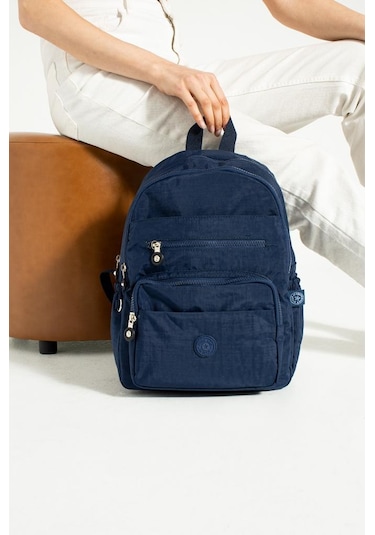 Klinkır Kadın Sırt Çantası Hafif Su İtici Kumaş Günlük Kullanım İçin İdeal 37 27 Cm Anne Bebek Çanta Lacivert