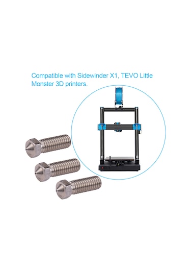 Neevoyu 3d Yazıcı Volkan Nozülü Seti 3 Adet - Paslanmaz Çelik, 0.6mm Çıkış Çapı, 1.75mm Filament Uyumlu, M6 Dış Dişli
