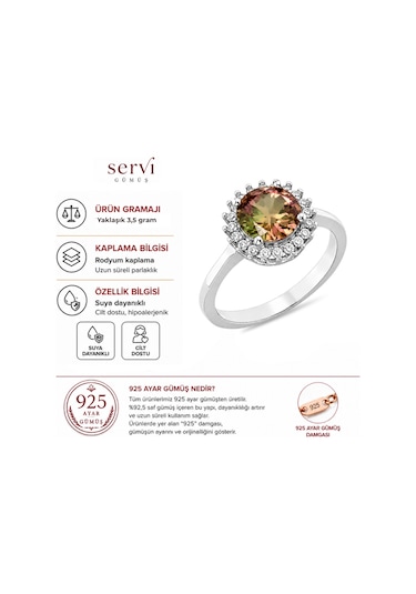 Servi 925 Ayar Gümüş Rainbow Taşlı Yüzük-53