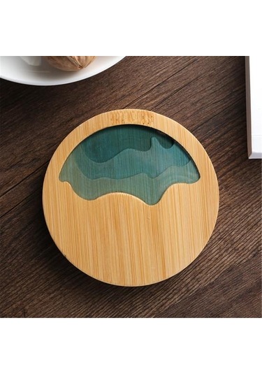 Epoksi Reçine Ped Peyzaj Şeffaf Bambu Yalıtım Tutucu Coaster Kupası Mat 1 Diğer