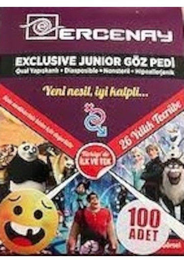 Ercenay Çocuk Göz Kapama Bandı Emojili 100 Adet