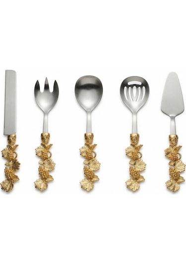 Onon Retro 5 Parça Paslanmaz Çelik Servis  Takımı Gold
