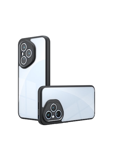 Honor 400 Pro Kılıf Kamera Korumalı Şeffaf Arka Yüzey Mkst New Roll Kapak - Siyah Siyah Siyah