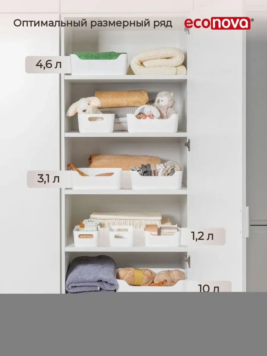 Econova Kozmetik Ve Kırtasiye Ürünleri İçin Düzenleyici, 3,1 Litrelik Set 141535660 Beyaz