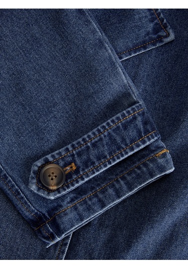 Jack & Jones Kadın Kısa Denim Trençkot - Carlie - 12269054 Medium Blue Denim Çok Renkli