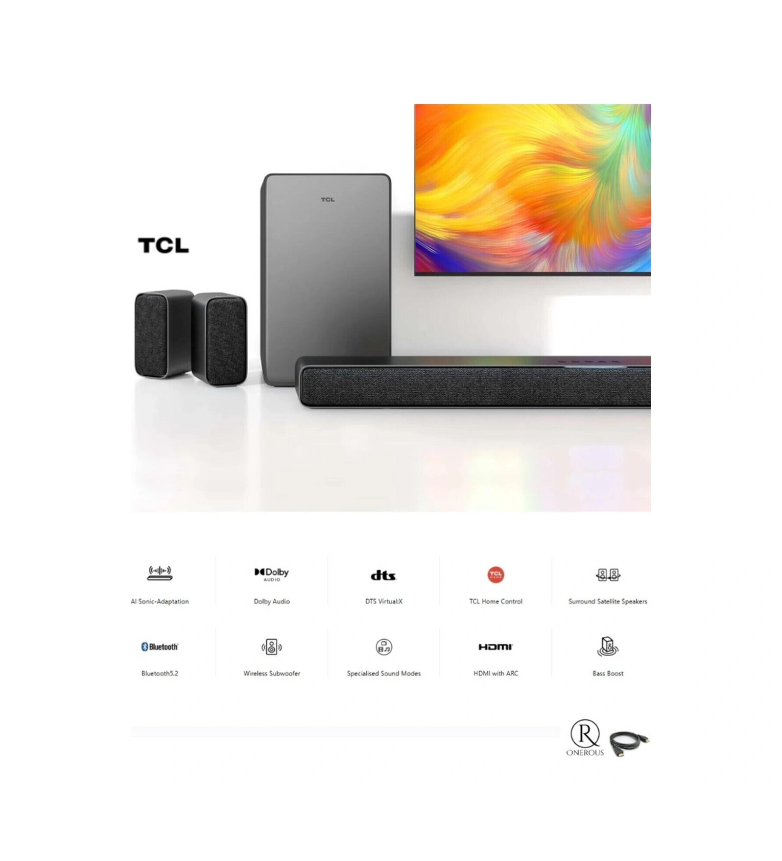 Gerçek Surround Ses, Güçlü Bas, Kablosuz Bağlantı Ve Şık Tasarım 5.1 Kanal Ses Sistemi-116347