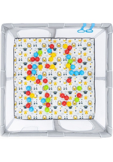 Original Playard Plus Güvenli Bebek Ve Çocuk Oyun Alanı Oyun Parkı 120x120 Oyun Matı Ve Topları Açık Gri