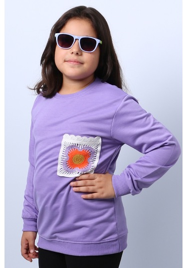 Kız Çocuk Sweat Ribanalı Cepli C43 LİLA