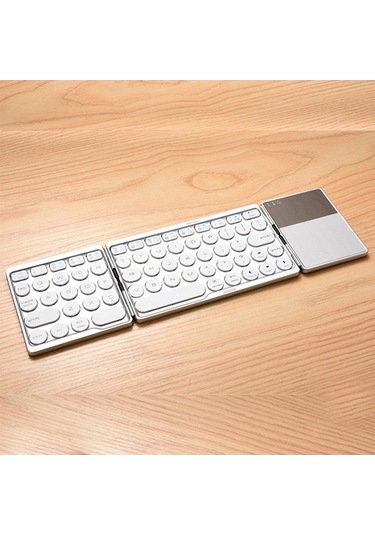 Rogfer Gk408 Dokunmatik Yüzeyli Üç Katlı Şarj Edilebilir Kablosuz Bluetooth Klavye, Destek Android / Ios Uyumlu / Windows Gümüş - Silver