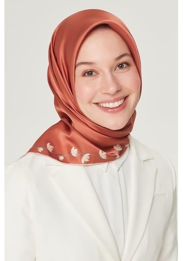 Armine İpek Eşarp Nostalji - 8553-84 Kiremit Twill Kiremit