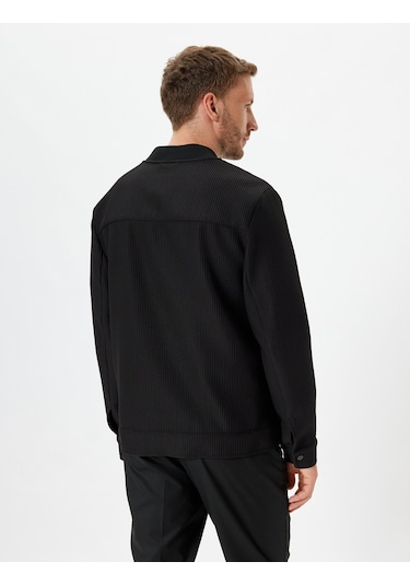 Koton Bomber Ceket Fitilli Fermuarlı Siyah 5wam50021hw Siyah