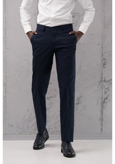 Notra Regular Fit Pamuklu Yan Cep Klasik Yazlık Gabardin Pantolon Lacivert