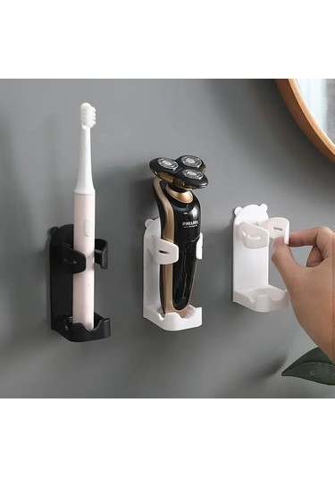 Hangfox Banyo Aksesuarı - Diş Fırçası Ve Tıraş Makinesi Askısı, Yapışkanlı, Su Geçirmez Beyaz