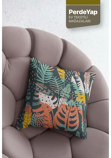 Renkli Tüyler Desenli 4lü Kırlent Kılıfı