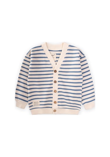 Cigit Çizgili Hırka 2-10 Yaş İndigo Mavi İndigo