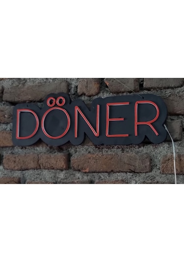Döner Neon Ledli Duvar Aydınlatması Siyah