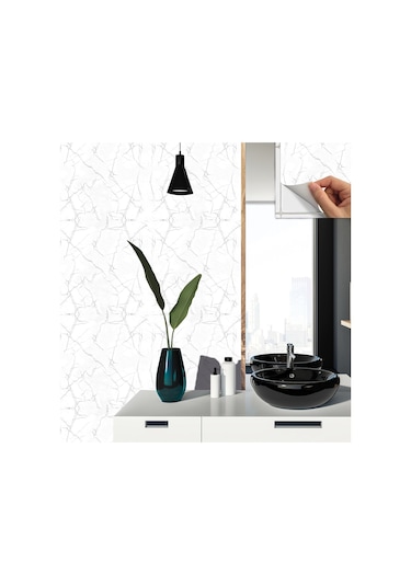 Tink KENDİNDEN YAPIŞKANLI SİLVER MERMER DESENLİ PVC KARO 30X30 CM
