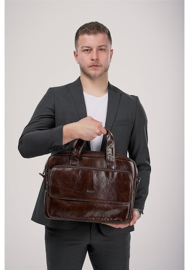 Ççs 71471 Hakiki Deri Evrak Çantası Kahve