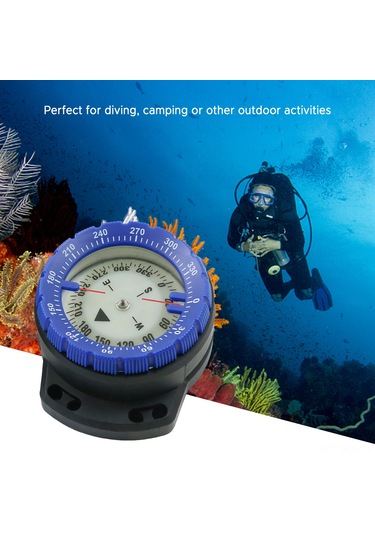 Neevoyu 50 Metre Su Altı Dalış Pusulası - Işıklı, Su Geçirmez, Esnek Kordonlu Outdoor Navigasyon Aracı Mavi
