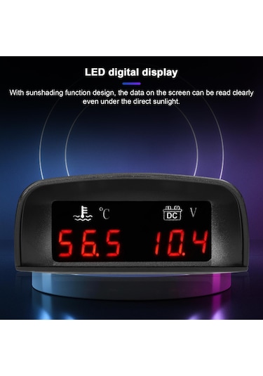 2 İn 1 Universal Araç Dijital Göstergesi Su Sıcaklığı Gerilim Ölçer Voltmetre 936v 18npt İle
