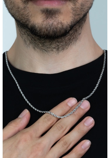 Burgu Halat Erkek Çelik Zincir Kolye Bileklik Seçenekli B028 Beyaz