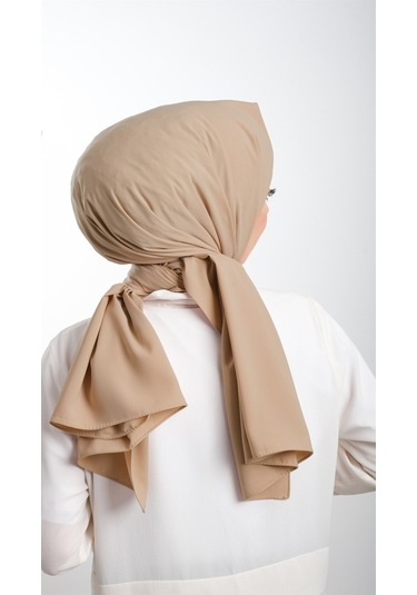 Koyu Bej Düz Klasik Şal Medine Ipeği Sade 202103_44 Koyu Bej