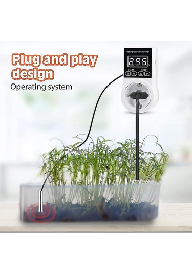 1 Adet Sensörlü Termostat Soketi, Dijital Sıcaklık Kontrol Soketi, Su Geçirmez Sıcaklık