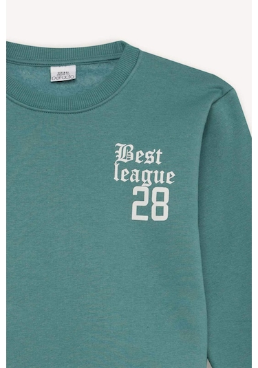 DeFacto Erkek Çocuk Oversize Geniş Kalıp Bisiklet Yaka Sırt Baskılı Kalın Sweatshirt D1912A824WNGN757