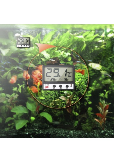 Geeroyoo Akvaryum Sıcaklık Ölçer Kt502 - Büyük Lcd Ekranlı, Yüksek/düşük Sıcaklık Alarmlı, Pil Hariç, Siyah Abs