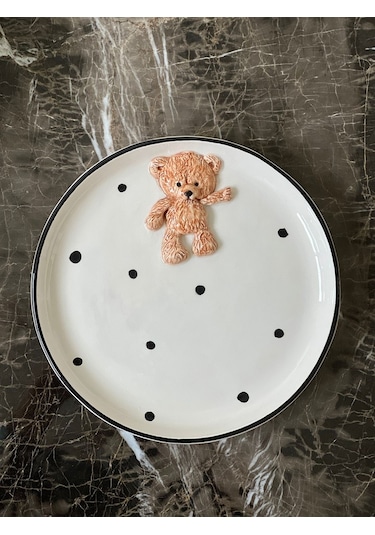 Meggdecor Teddy Bear 2 Adet Kabartma 21cm Tabak Beyaz