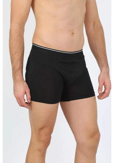 Giyim Erkek Pamuk Likralı Boxer Siyah Siyah