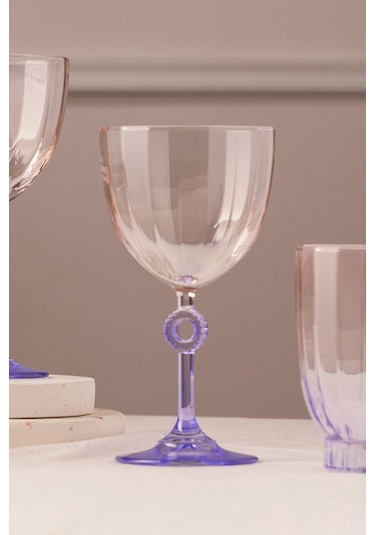 Rakle Elite 4'lü Su Kadehi Seti Mor 270 Cc Renkli