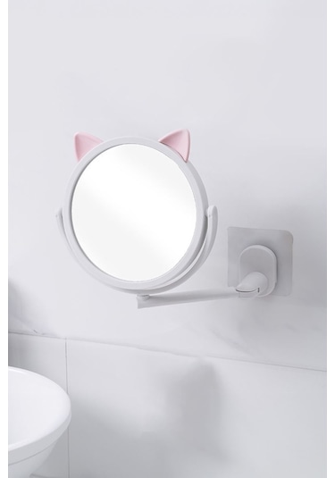 Beyaz Kedi Tasarım Plastik Banyo Duvar Aynası Cin715by Beyaz