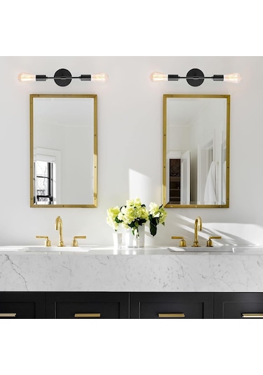 Riolight Retro,vintage,modern,rustik Siyah 2xe27 Duylu Metal Banyo Ayna Üstü Duvar Aplik Rio Light