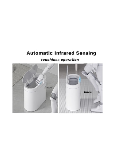 Qianfan Otomatik Banyo Çöp Kutusu, 2,3 Galon Akıllı Çöp Kutusu, Beyaz